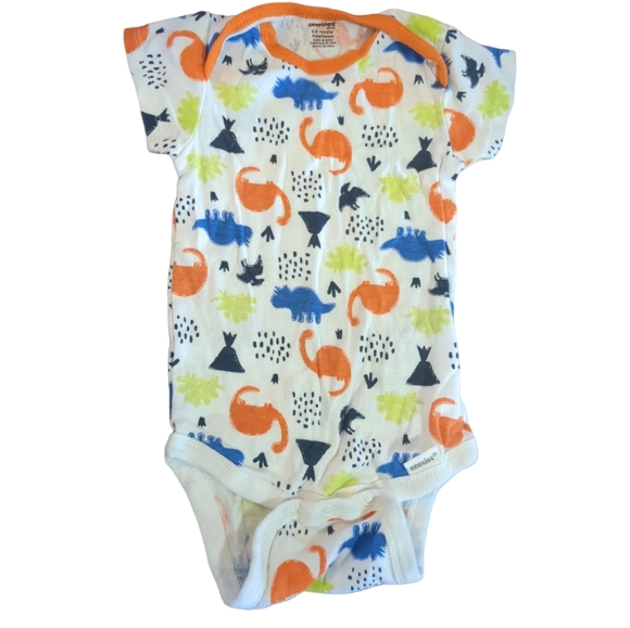 🍁2/$7🍁ONESIE Multicolor Dinosaur Stripes Print Outfit - Picture 2 of 4